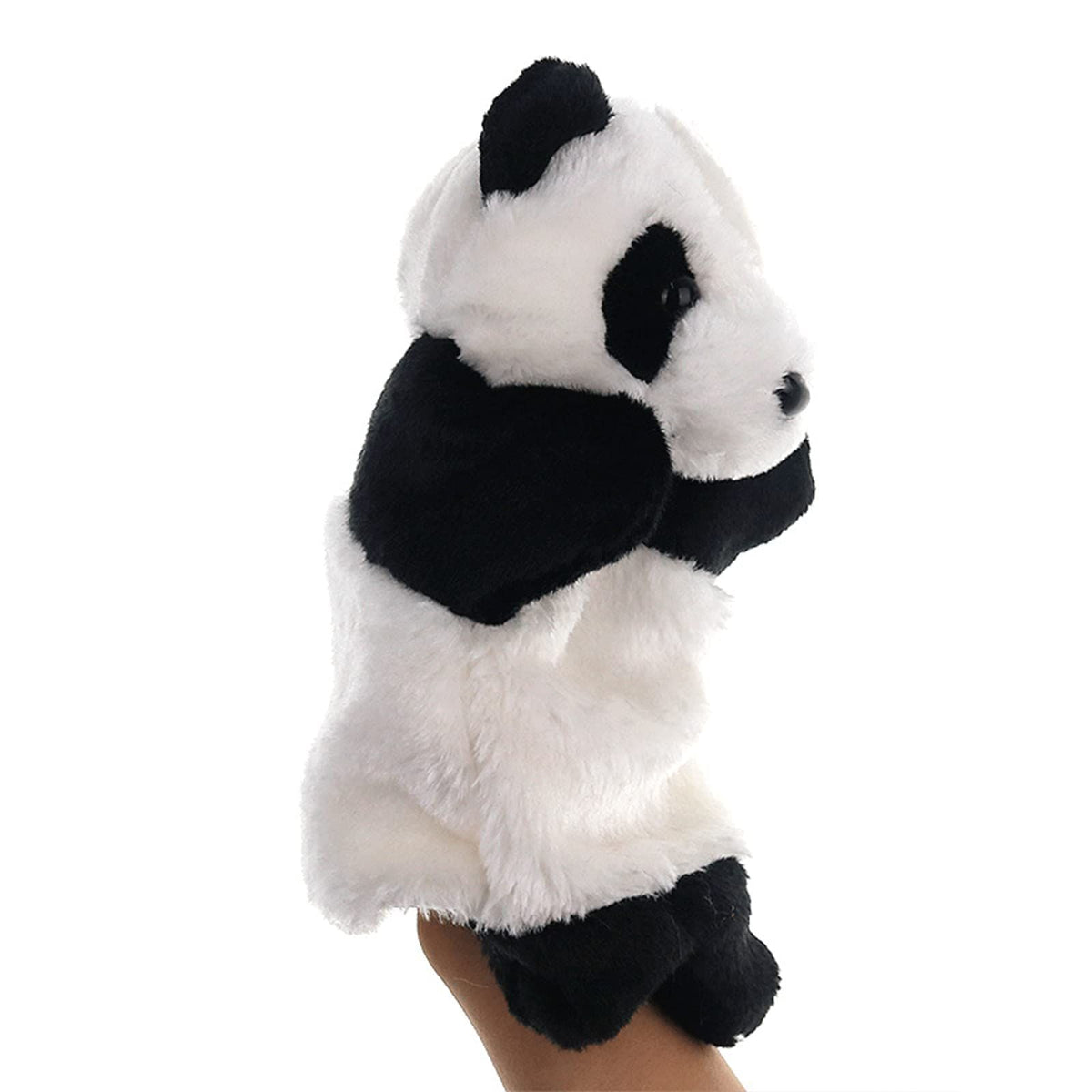 Cute plush panda hand puppet from Everything Baby, perfect for kids' play and educational fun, featuring soft stuffed animal design.