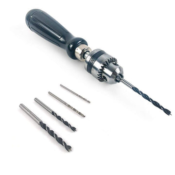 Baby and kid's outdoor toy set with colorful plastic drill bits, chuck key, and twist drill bits for woodworking and DIY jewelry making.