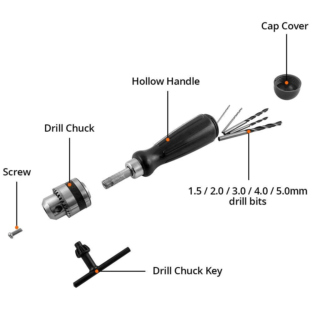 Baby & Kids outdoor play equipment image showing a woodworking drill bits set with walnut amber beads, plastic parts, and a chuck key.