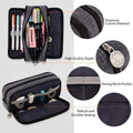 Large canvas pencil case with three compartments, ideal for teens and students to organize pens and pencils.