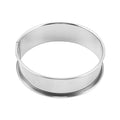 Silver stainless steel crumpet and tart rings for baking, round metal pastry molds, suitable for cooking and pretend play.