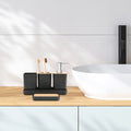 Everything Baby 5-piece bathroom accessories set with soap dispenser, soap dish, toothbrush holder, and cup, designed for kids' bathroom.