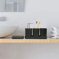 Everything Baby 5-piece bathroom accessories set includes soap dispenser, soap dish, toothbrush holder, and cup for kids' bathroom.