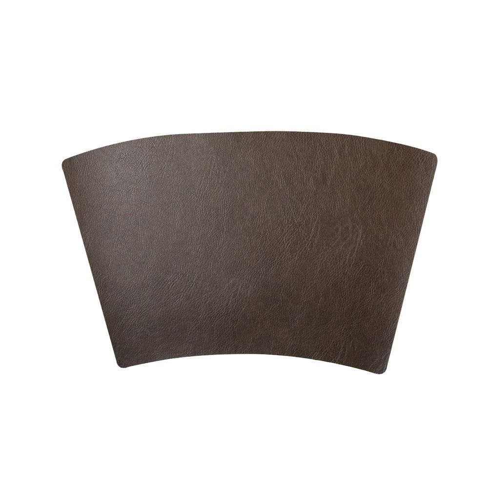 Set of four faux leather wedge placemats for round tables, heat resistant and washable, ideal for kitchen and dining table decor.