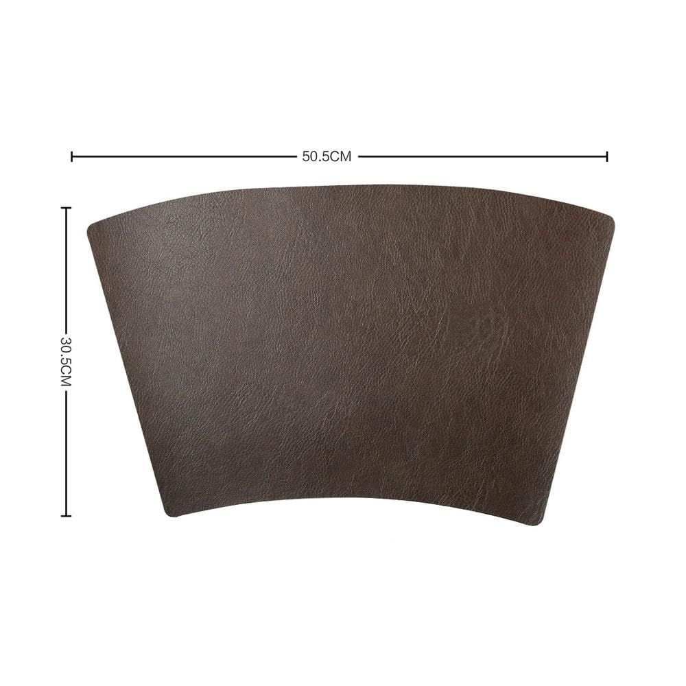 Set of four faux leather wedge placemats from Everything Baby, heat resistant and washable for round kitchen and dining tables.