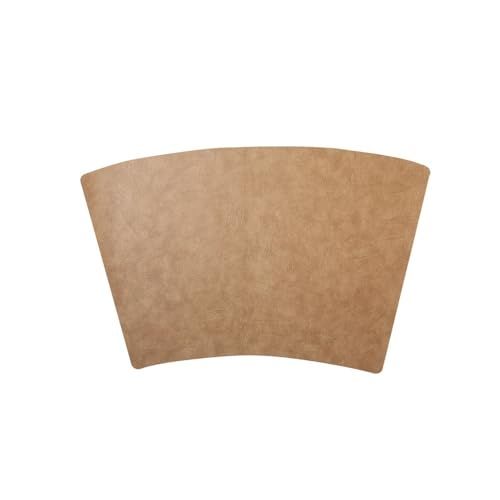 Set of four faux leather wedge placemats for round tables, heat resistant and washable, ideal for kitchen and dining with kids.
