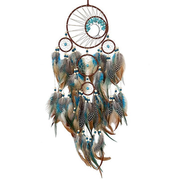 Blue and brown feather dream catcher for kids' bedroom, small wall hanging decor, suitable for boys and girls, by Everything Baby