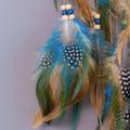 Blue and brown feather dream catchers for kids' bedrooms, small wall hangings with feathers, suitable for boys and girls.