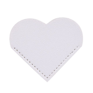 Set of 5 leather heart bookmarks from Everything Baby, cute handmade corner page marks for kids and book lovers.