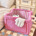 Pink cube storage box by Everything Baby, soft foldable toy and snack organizer for children’s nursery or playroom.