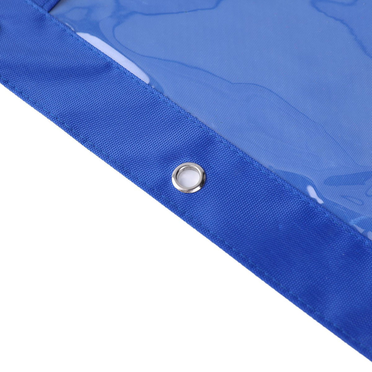 Transparent PVC pencil pouch with blue zipper, large capacity three-hole pencil case for kids, from Everything Baby.