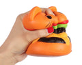 Soft, scented 4.5-inch jumbo squishie cat and hamburger bread toy, perfect for kids' pretend play and sensory fun.