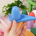 Wooden egg spoon race game set for kids, includes 6 pieces, outdoor lawn relay race toy for Easter egg hunt and outdoor play.