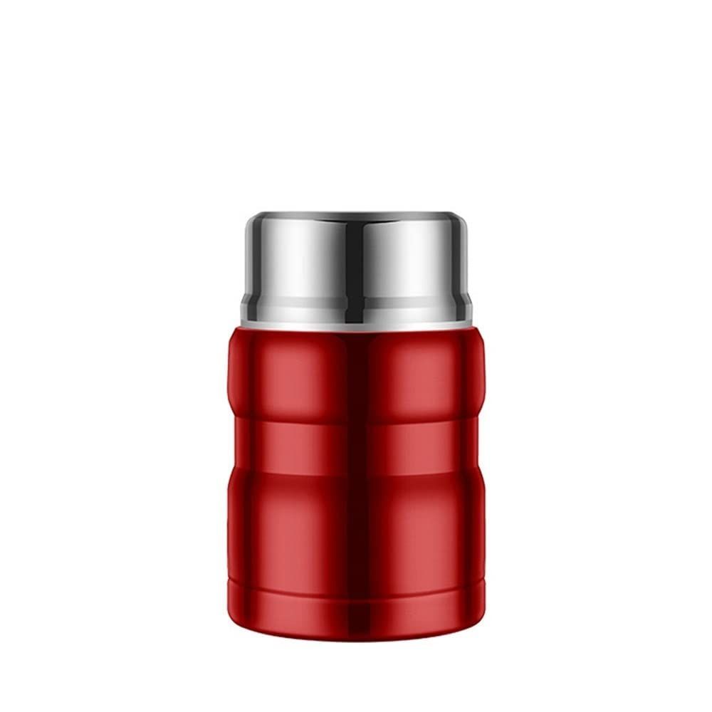 Red stainless steel thermos with 500ml capacity, portable vacuum-insulated soup container and kid's lunch box by Everything Baby.