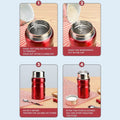 Red stainless steel thermos bottle with 500ml capacity, portable vacuum insulated soup container for kids, by Everything Baby.