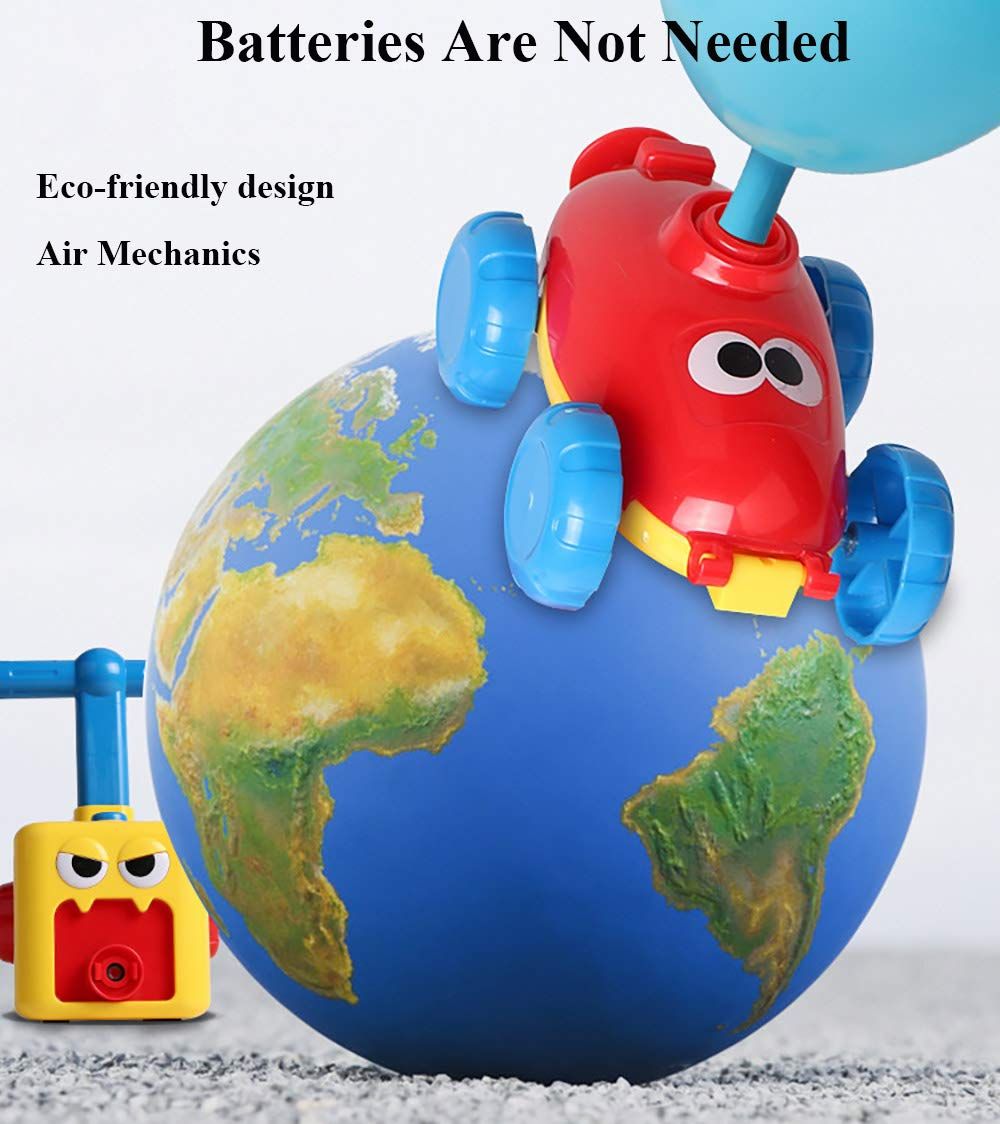 Inflatable Power Car toy with balloons for kids, featuring a race car design, designed for fun scientific experiments and ride-on play.