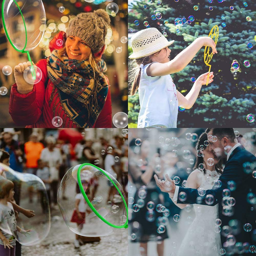 Kids outdoor bubble wands set by Everything Baby with large bubble sticks and tray for pretend play and outdoor fun.