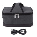 Gray portable electric lunch box with USB heating and insulation bag, designed for kids' pretend play, by Everything Baby.