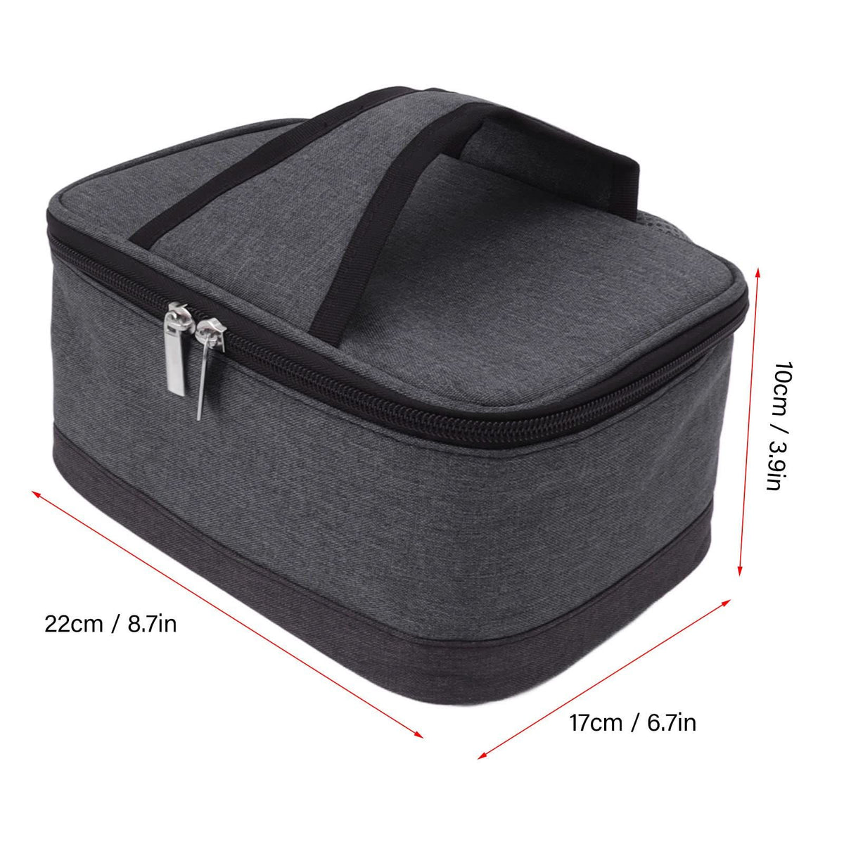 Gray portable electric lunch box with USB heating system and insulation bag, designed for kids' pretend play and food heating.