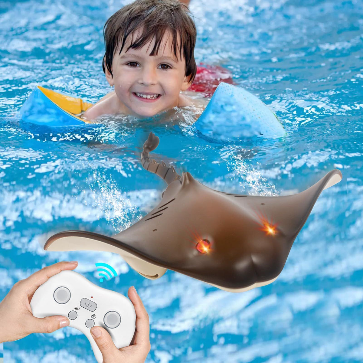Remote control shark stingray toy for kids, realistic swimming pool water toy for children, by Everything Baby.