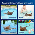 Bright yellow remote control shark stingray toy for kids, swimming pool toy with realistic design for water play and fun.