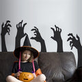 Removable Halloween ghost wall sticker featuring a shadowy ghost hand on a glass window, ideal for spooky kid's room decor.