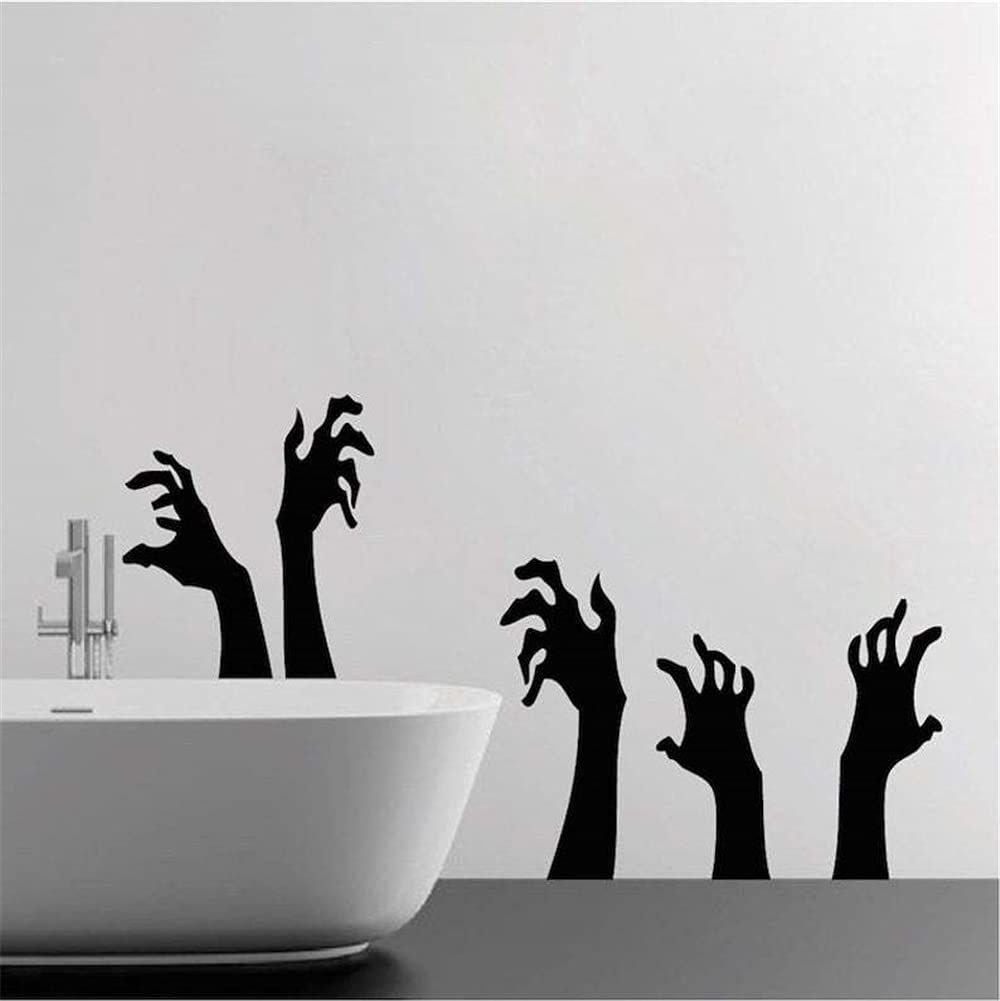 Removable Halloween ghost hand wall sticker from Everything Baby, shadowy figure decor on glass window for spooky themed decor.