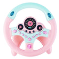 Pink and blue driving controller toy with lights and sound effects for kids and adults, designed for ride-on cars and educational play.