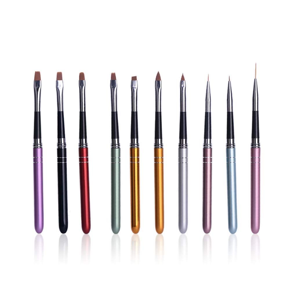 Set of 10 nail polish brushes for nail art, gel painting, and dotting, designed for detailed nail design and drawing.