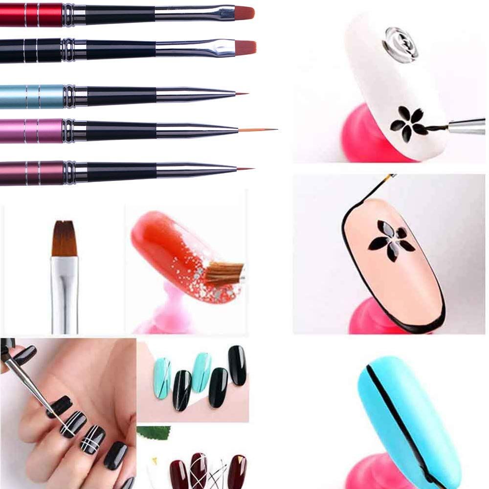 Set of 10 nail polish brushes for gel nail art and dotting, suitable for nail painting and drawing, by Everything Baby.