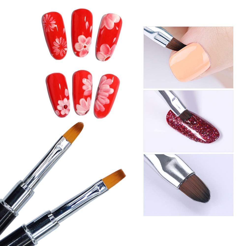 Set of 10 nail polish brushes for gel nail art and painting, featuring fine tips for detailed nail designs and dotting.