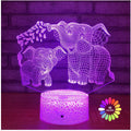 Elephant 3D night light for kids with 16 color options, remote control, and cute elephant design, suitable for children’s room decor.
