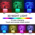 Elephant 3D night light for kids with 16 color options, remote control, and cute elephant design for children’s room decor.