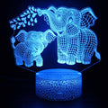 Elephant 3D night light for kids with 16 color options, remote control, featuring an elephant design, suitable as a baby or kids gift.