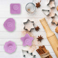 Four 3D pressing biscuit molds by Everything Baby for DIY baking, featuring cute cartoon designs for fun baking with kids.
