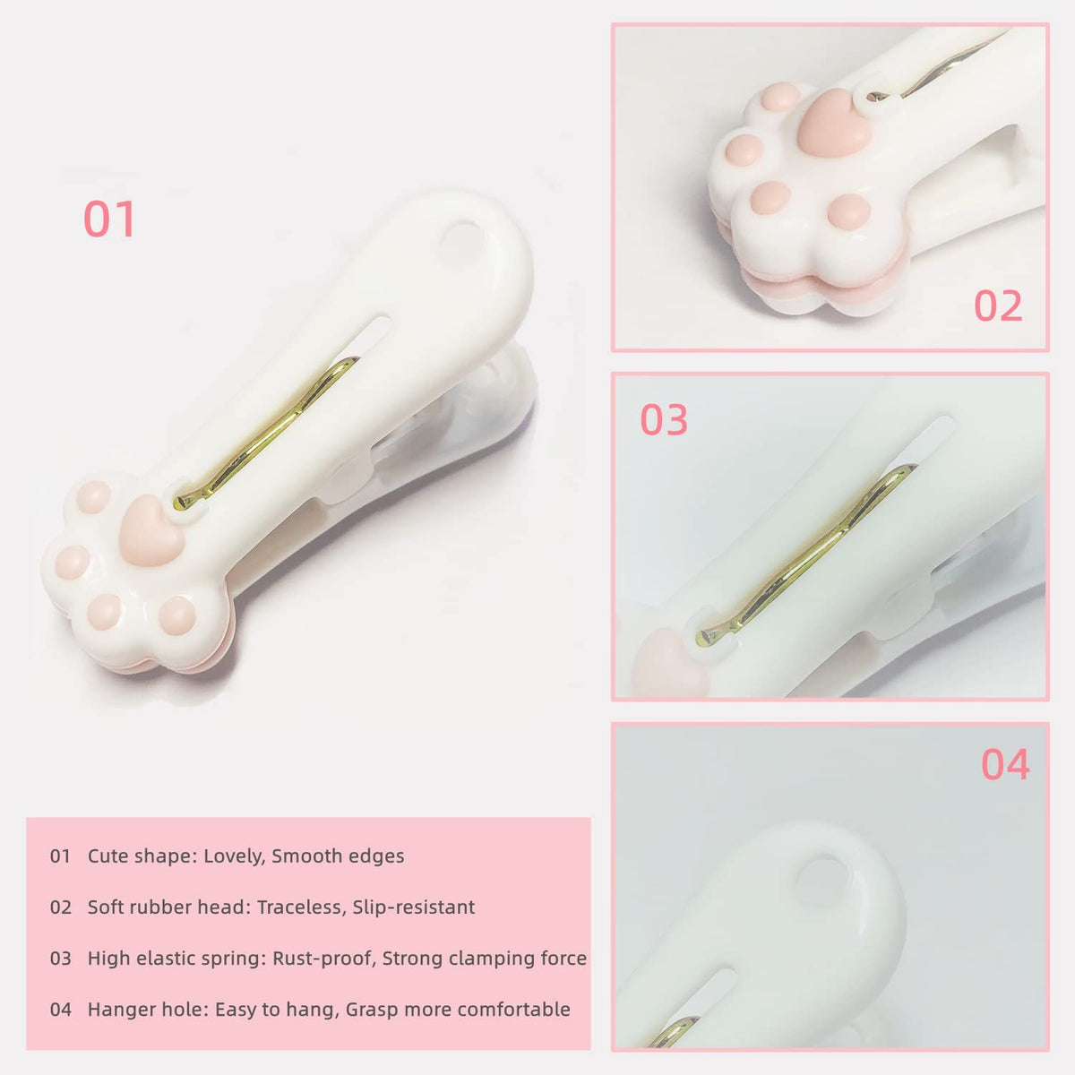 12-pack grey plastic clothespins with cute cat paw pattern, strong grip for laundry, snack bags, and food clips from Everything Baby