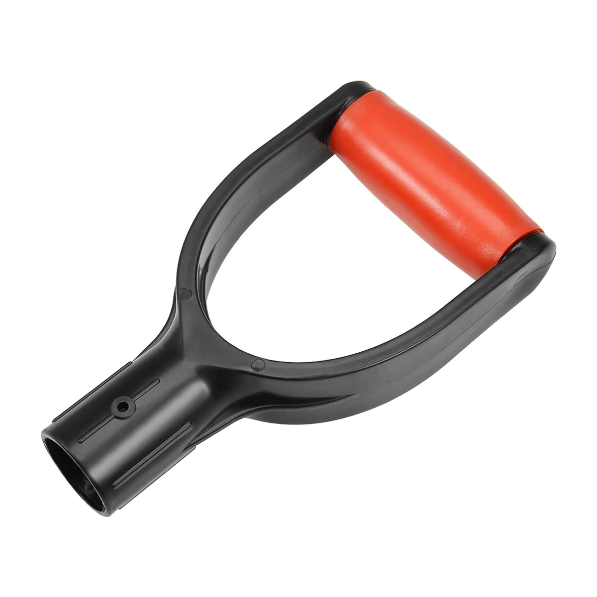 Red and black PVC snow shovel replacement handle from Everything Baby, suitable for gardening and outdoor play equipment.