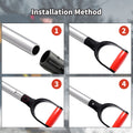 Red and black PVC snow shovel replacement handle for garden and outdoor play equipment, suitable for digging and raking tasks.
