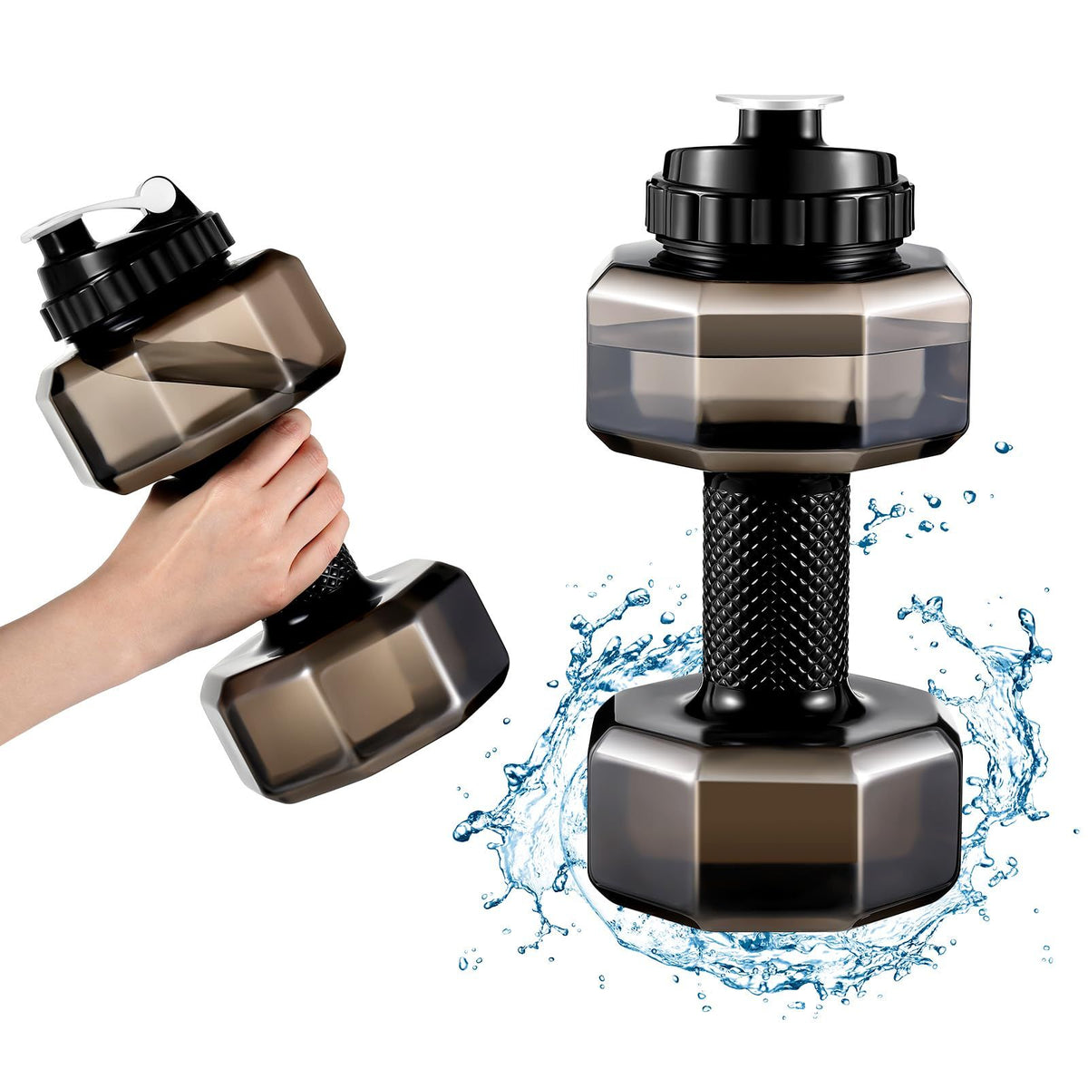 75 oz Dumbbell water bottle by Everything Baby, large capacity gym water jug for fitness and sports hydration.