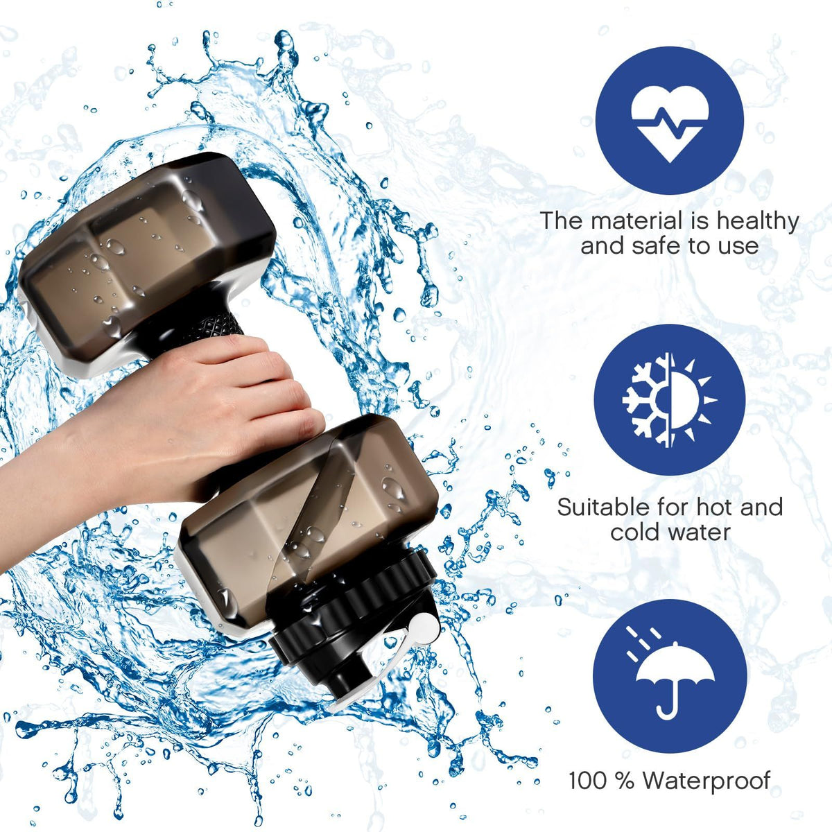 75 oz Dumbbell water bottle by Everything Baby, large capacity sports jug for gym and fitness activities.