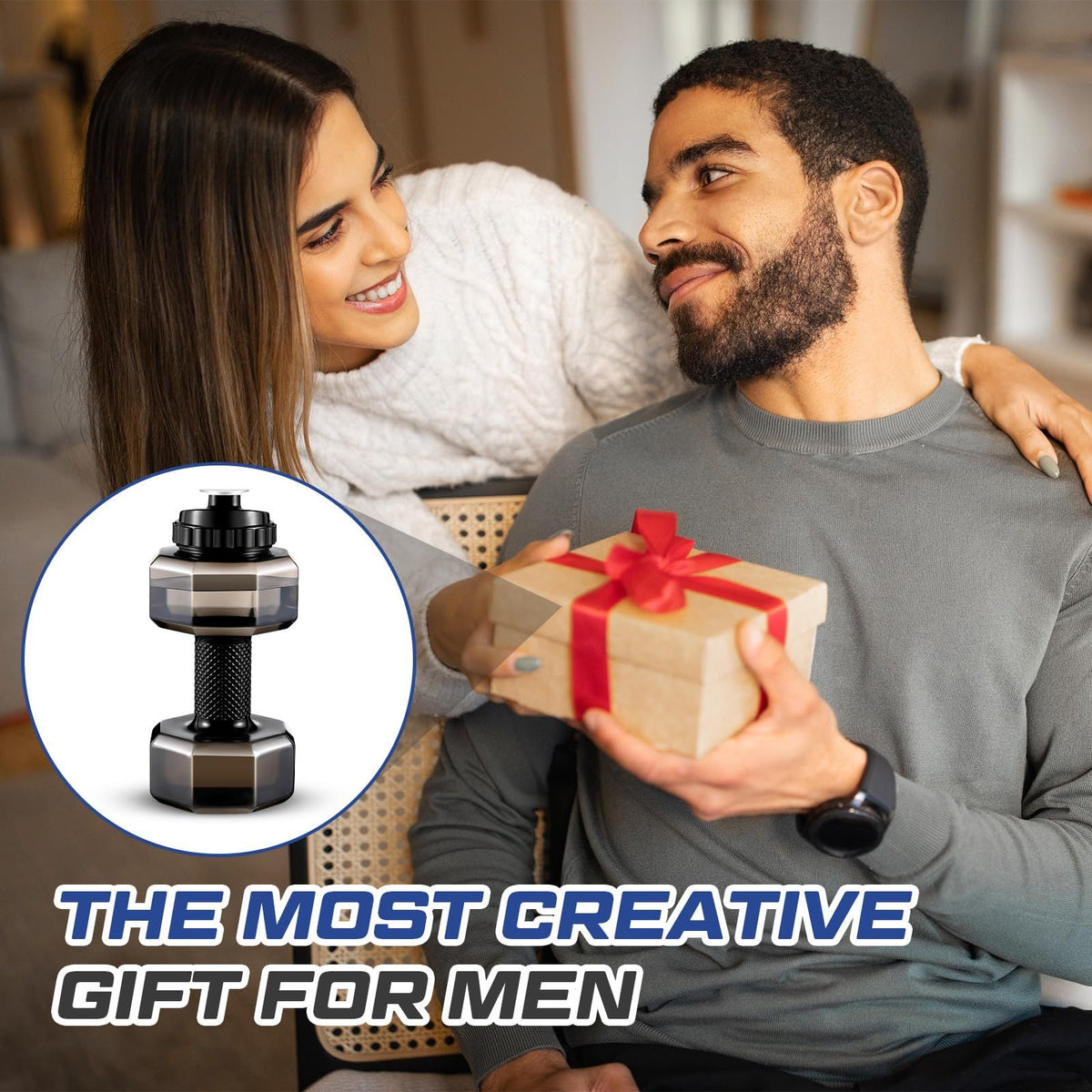 75 oz Dumbbell water bottle by Everything Baby, large capacity gym water jug for fitness and sports hydration.