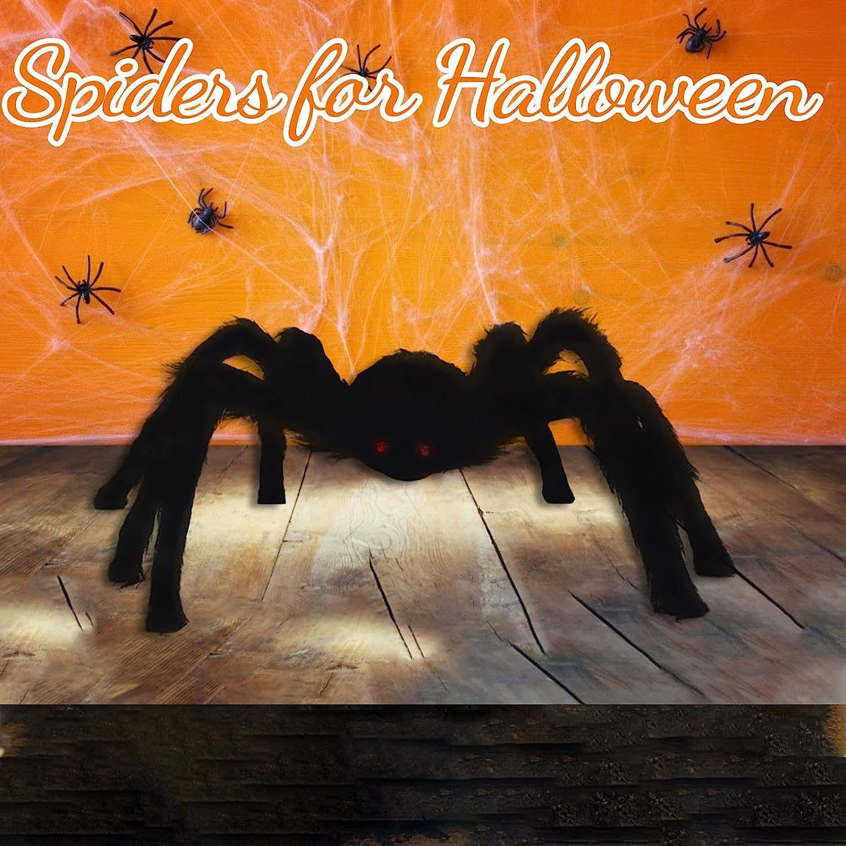 Giant hairy Halloween spider decoration by Everything Baby, plush outdoor spider for home, yard, and garden Halloween party decor
