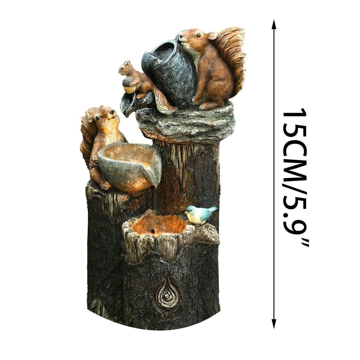Resin garden squirrel figurine, miniature outdoor animal statue for yard, lawn, patio, and fairy garden accessories.
