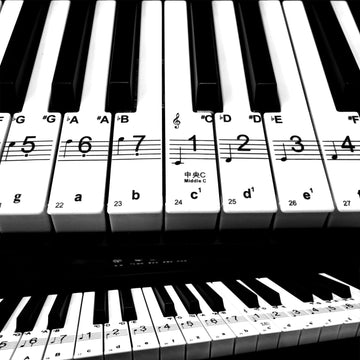 Transparent removable piano keyboard stickers for kids, designed to help children learn piano; suitable for educational musical toys.