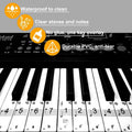 Transparent piano keyboard stickers for kids, removable and easy to apply, designed to help children learn piano skills.
