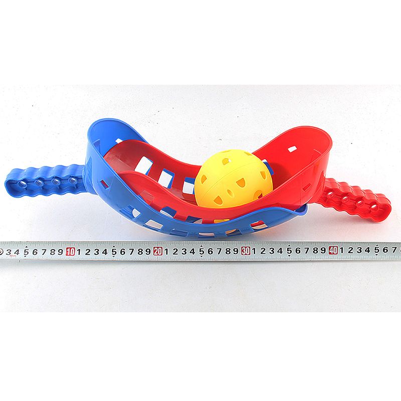 Outdoor scoop and toss game for kids with 2 scoops and 2 balls, perfect for outdoor lawn fun for children and adults.