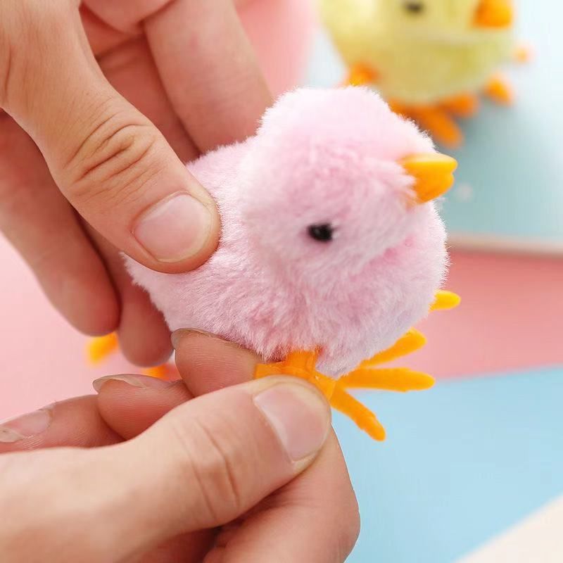 Set of four wind-up Easter chick toys by Everything Baby, colorful pretend play chickens for kids to enjoy.