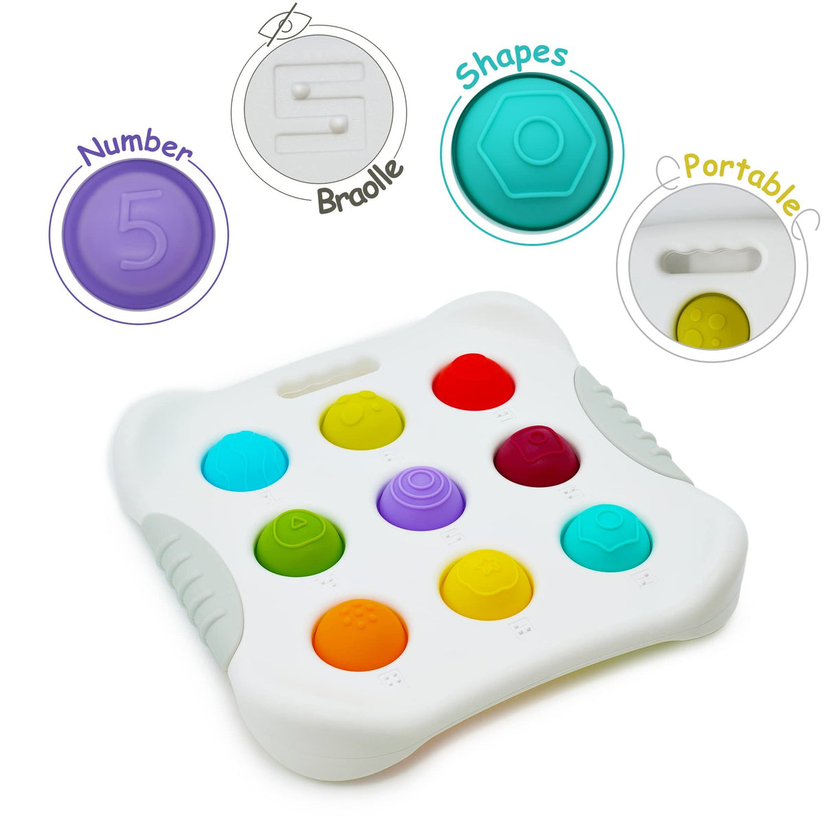 Sensory baby toy for 10+ months, Montessori push and pop bubbles toy for toddlers to develop fine motor skills, by Everything Baby.