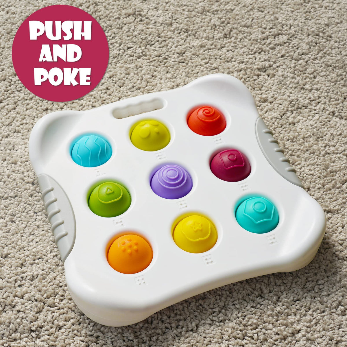 Sensory baby toy by Everything Baby, Montessori push and pop bubble toy for toddlers 10 months to 3 years old for fine motor skills.