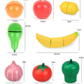 Set of 15 pretend play food toys including cutting fruits and vegetables for kids, ideal for toddler kitchen play and educational fun.